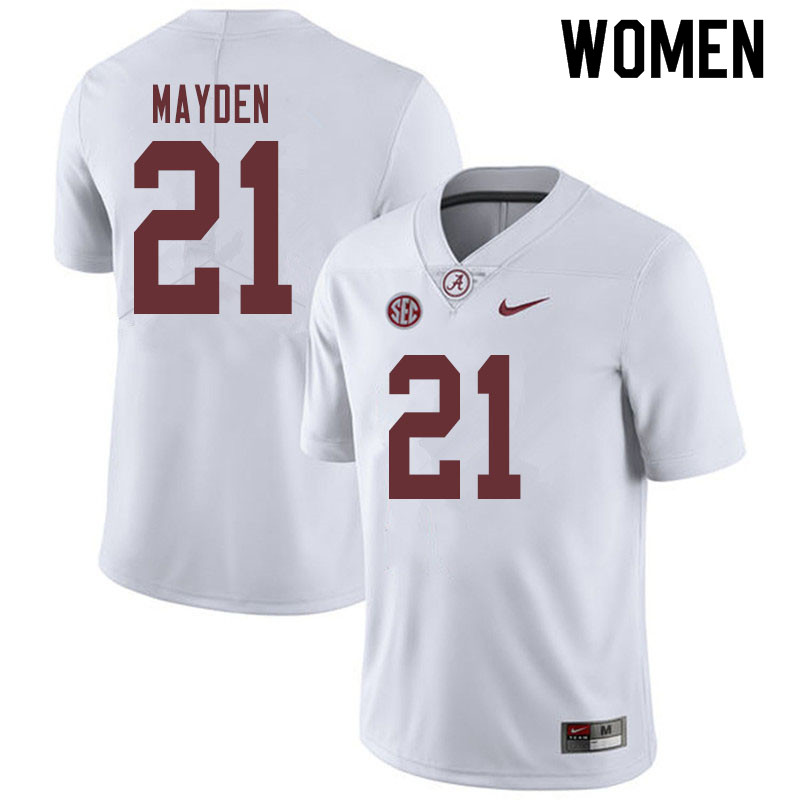 Women #21 Jared Mayden Alabama Crimson Tide College Football Jerseys Sale-White